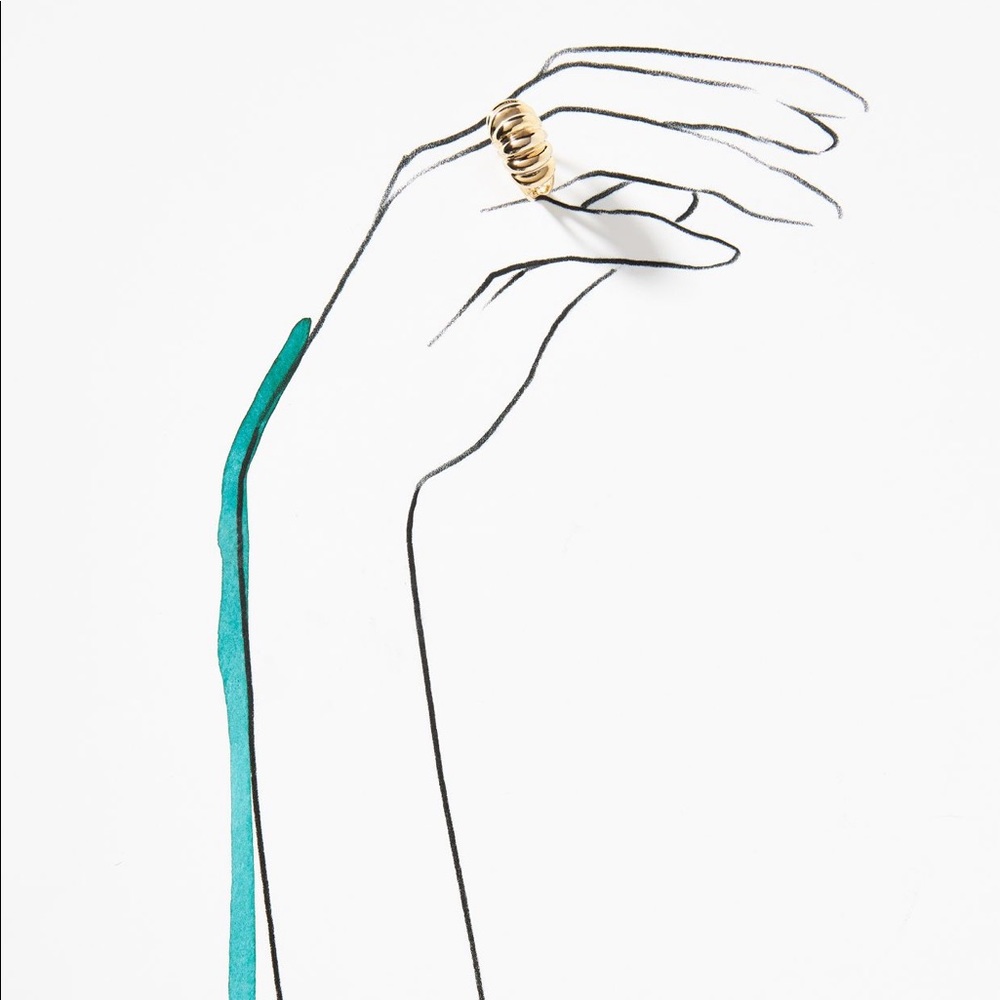Anthropologie gold Grooved Ring new